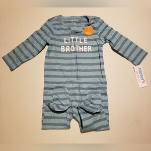 Carter's Teal Striped Little Brother Bodysuit